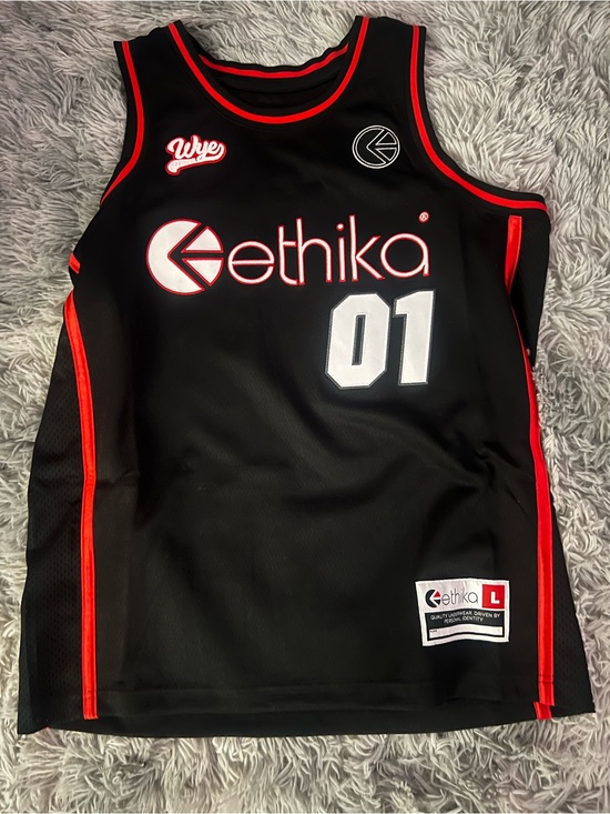 ethika Other - Ethika Black & Red Mesh Basketball Jersey with '01'